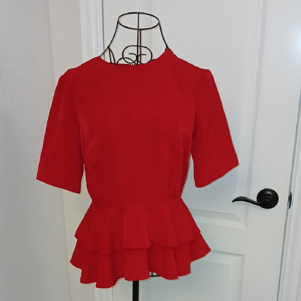 ASOS Vibrant Red Peplum Blouse